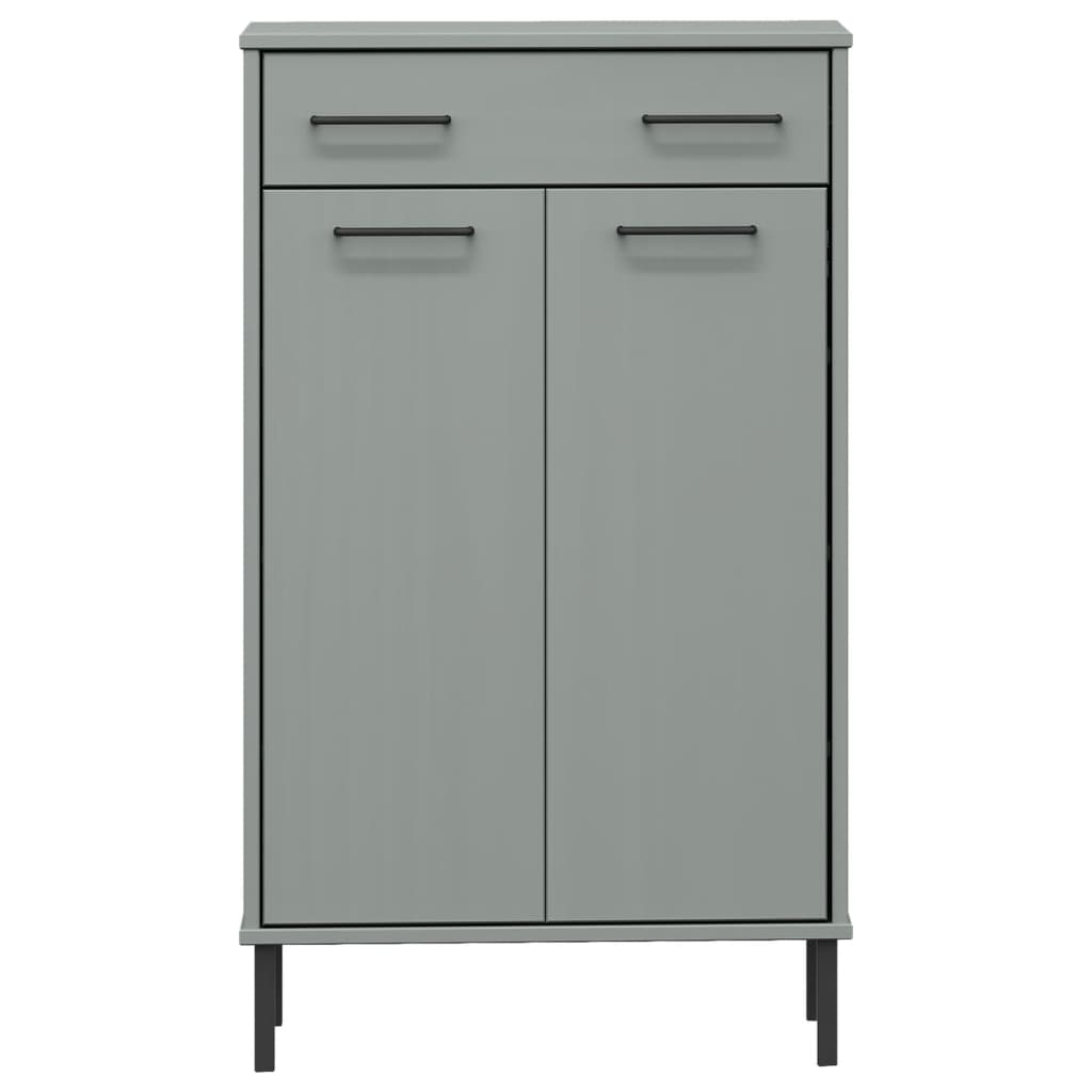 Botník S Kovovými Nohami Šedý Masivní Borové Dřevo Oslo