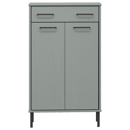 Botník S Kovovými Nohami Šedý Masivní Borové Dřevo Oslo