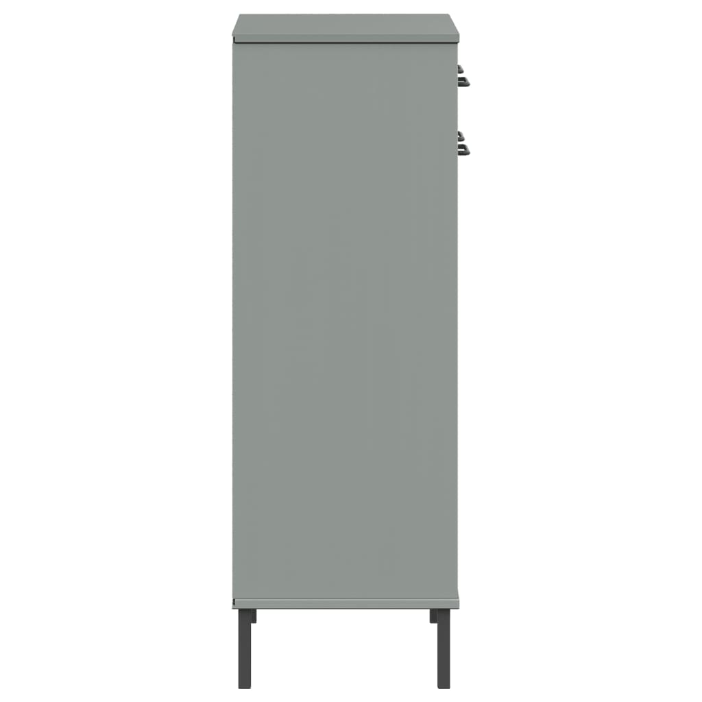 Botník S Kovovými Nohami Šedý Masivní Borové Dřevo Oslo