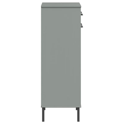 Botník S Kovovými Nohami Šedý Masivní Borové Dřevo Oslo