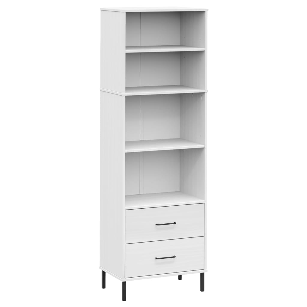 Knihovna Se 2 Zásuvkami Bílá 60X35X180 Cm Masivní Dřevo Oslo