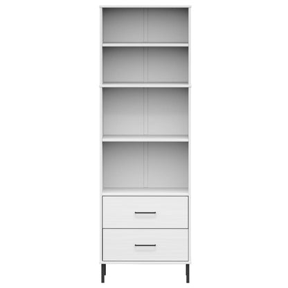 Knihovna Se 2 Zásuvkami Bílá 60X35X180 Cm Masivní Dřevo Oslo