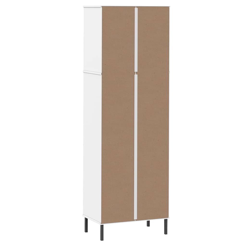 Knihovna Se 2 Zásuvkami Bílá 60X35X180 Cm Masivní Dřevo Oslo