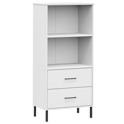 Knihovna Se 2 Zásuvkami Bílá 60X35X128,5 Cm Masivní Dřevo Oslo