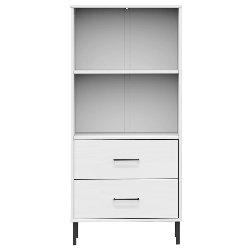 Knihovna Se 2 Zásuvkami Bílá 60X35X128,5 Cm Masivní Dřevo Oslo
