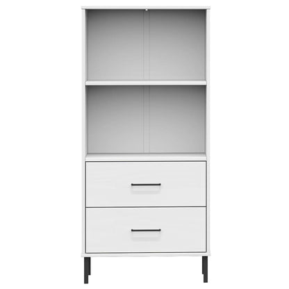 Knihovna Se 2 Zásuvkami Bílá 60X35X128,5 Cm Masivní Dřevo Oslo