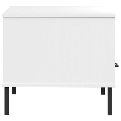 Konferenční Stolek Kovové Nohy Bílý 85 X 50 X 45 Cm Masiv Oslo