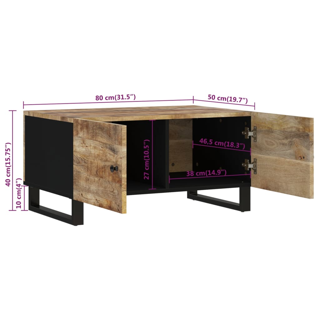 Konferenční Stolek 80 X 50 X 40 Cm Masivní Mangovník A Kompozit