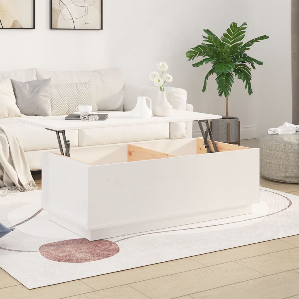 Konferenční Stolek Bílý 100X50X35 Cm Masivní Borové Dřevo