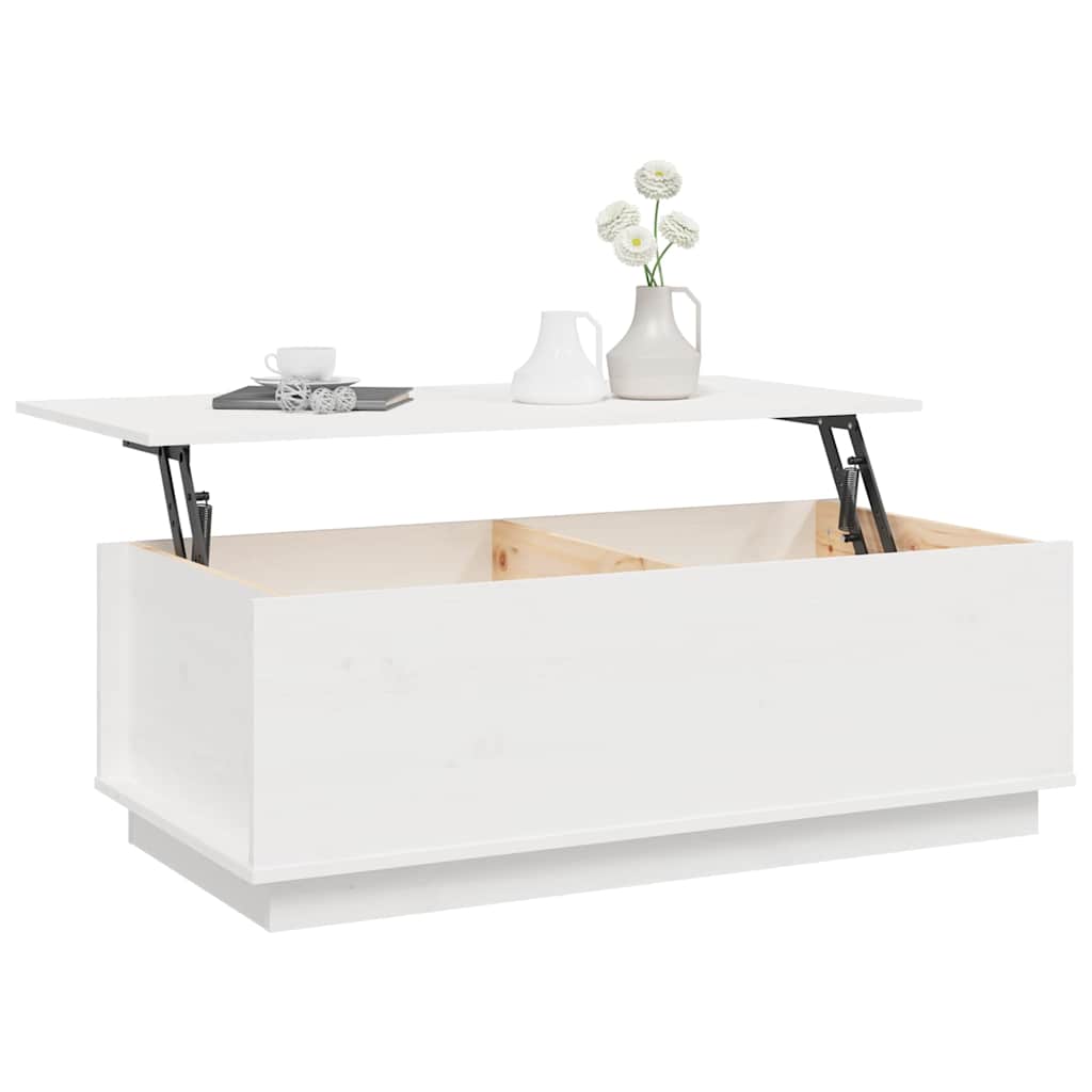 Konferenční Stolek Bílý 100X50X35 Cm Masivní Borové Dřevo