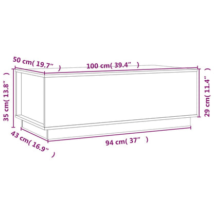 Konferenční Stolek Bílý 100X50X35 Cm Masivní Borové Dřevo