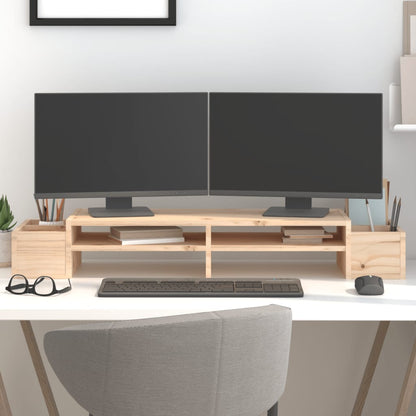 Stojan Na Monitor Bílý 100X27,5X15 Cm Masivní Borové Dřevo