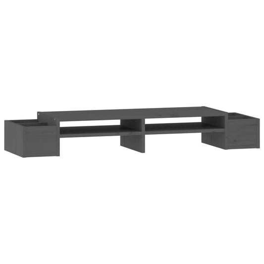 Stojan Na Monitor Bílý 100X27,5X15 Cm Masivní Borové Dřevo