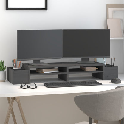 Stojan Na Monitor Bílý 100X27,5X15 Cm Masivní Borové Dřevo