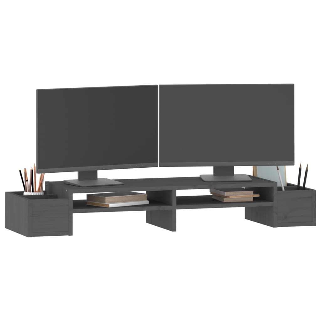 Stojan Na Monitor Bílý 100X27,5X15 Cm Masivní Borové Dřevo