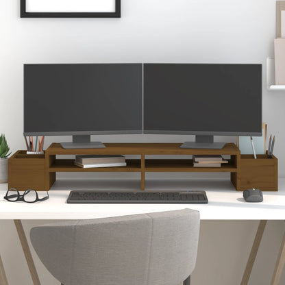 Stojan Na Monitor Bílý 100X27,5X15 Cm Masivní Borové Dřevo