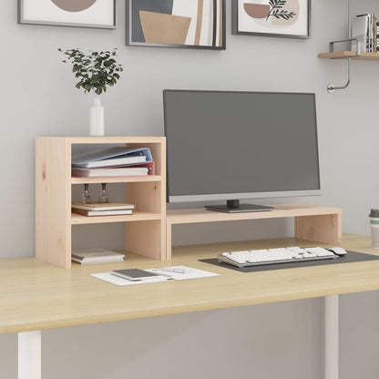Stojan Na Monitor Bílý 81X20X30 Cm Masivní Borové Dřevo