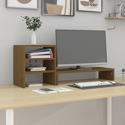 Stojan Na Monitor Bílý 81X20X30 Cm Masivní Borové Dřevo
