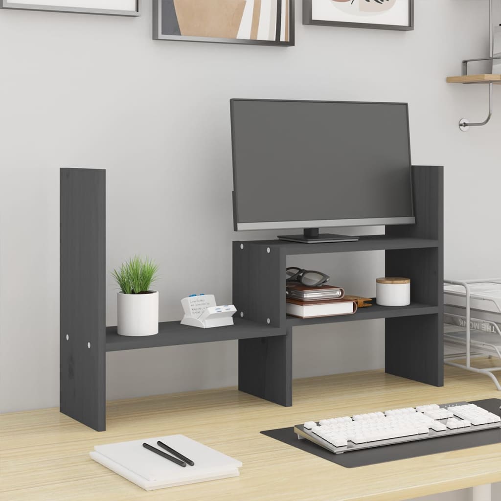 Stojan Na Monitor Černý (39–72) X 17 X 43 Cm Masivní Borovice