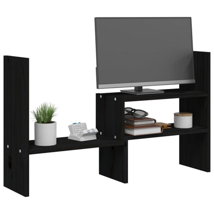Stojan Na Monitor Černý (39–72) X 17 X 43 Cm Masivní Borovice