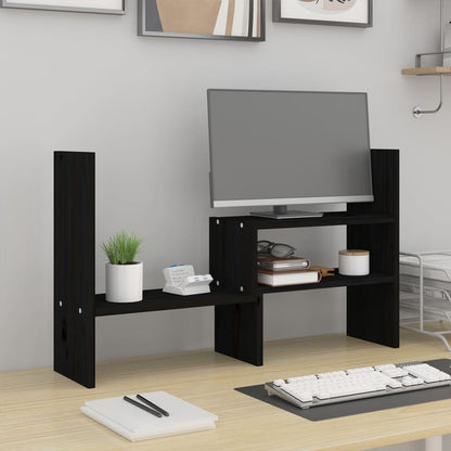 Stojan Na Monitor Černý (39–72) X 17 X 43 Cm Masivní Borovice
