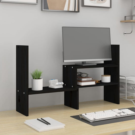 Stojan Na Monitor Černý (39–72) X 17 X 43 Cm Masivní Borovice