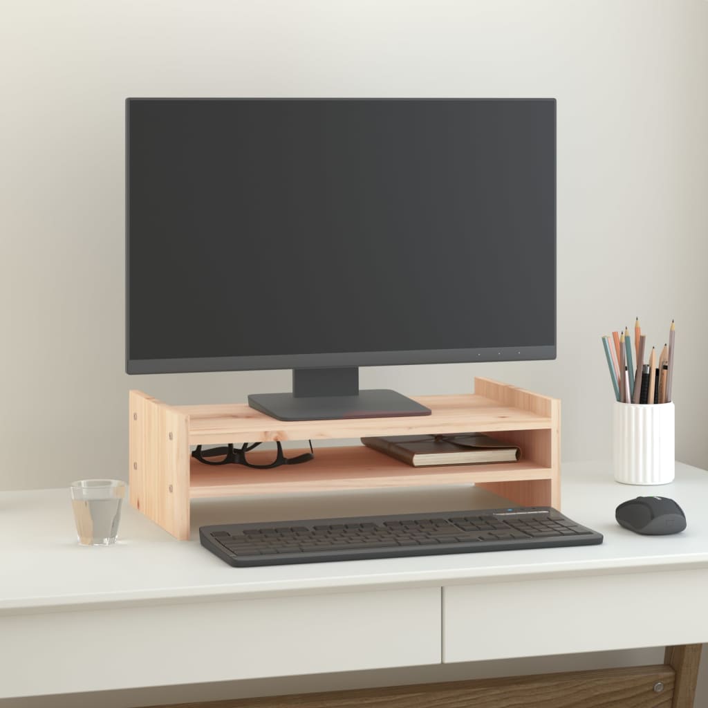 Stojan Na Monitor Bílý Masivní Borové Dřevo