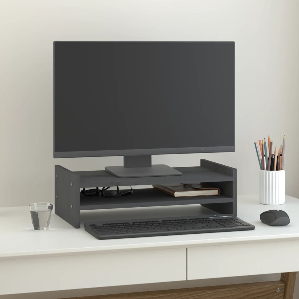Stojan Na Monitor Bílý Masivní Borové Dřevo