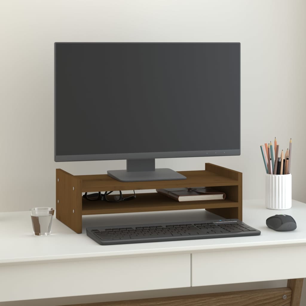 Stojan Na Monitor Bílý Masivní Borové Dřevo