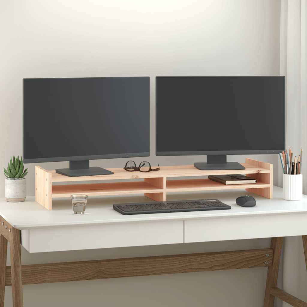 Stojan Na Monitor Bílý Masivní Borové Dřevo