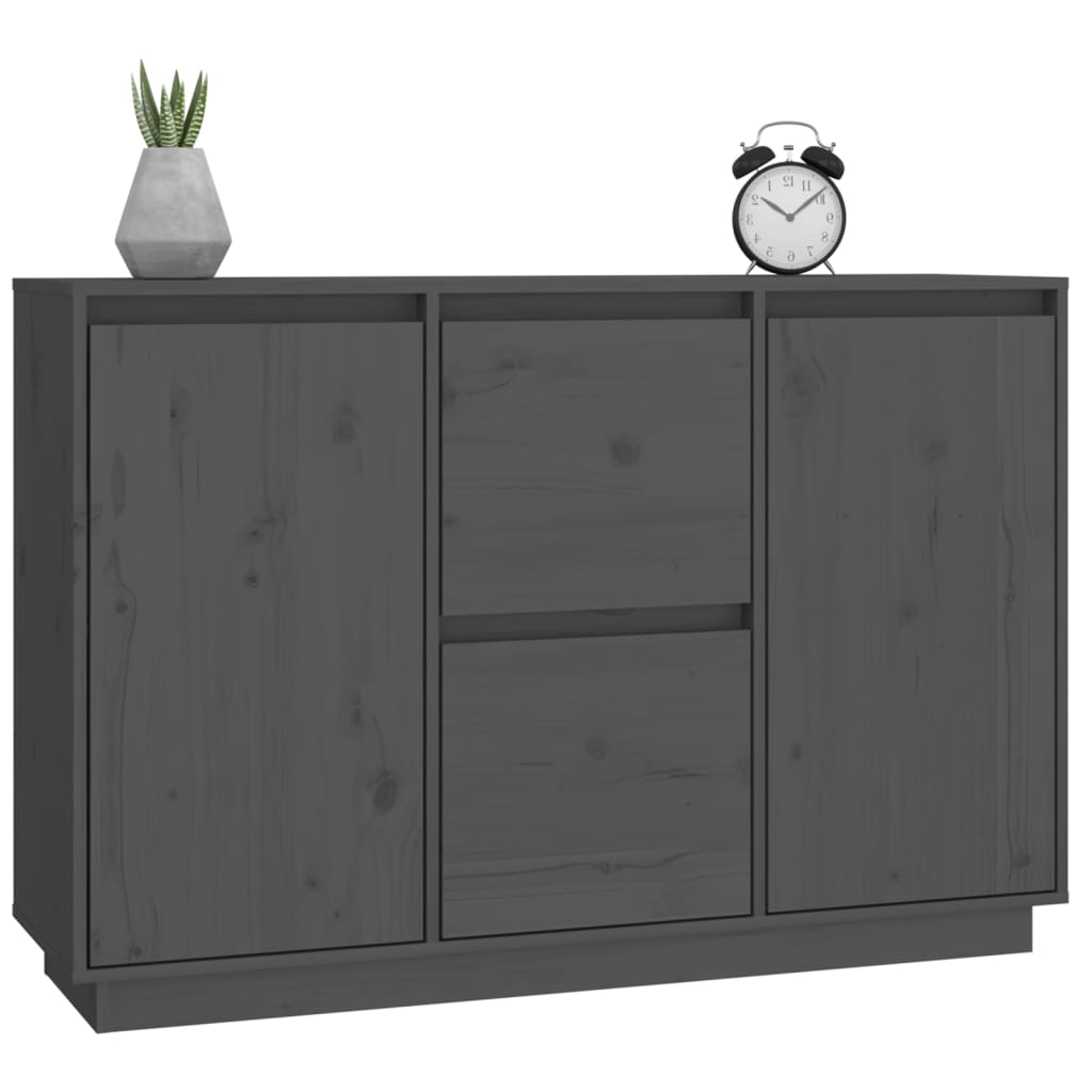Příborník Šedý 111X34X75 Cm Masivní Borové Dřevo