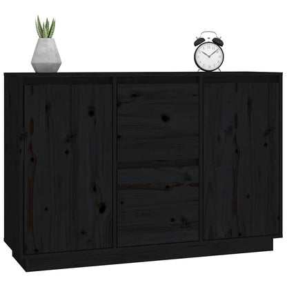 Příborník Černý 111X34X75 Cm Masivní Borové Dřevo