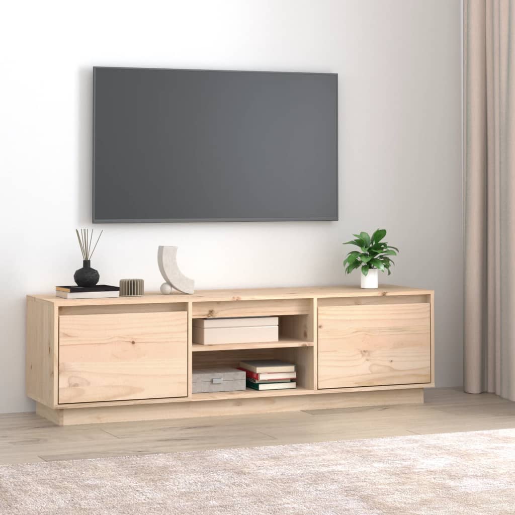 Tv Skříňka Šedá 140 X 35 X 40 Cm Masivní Borové Dřevo