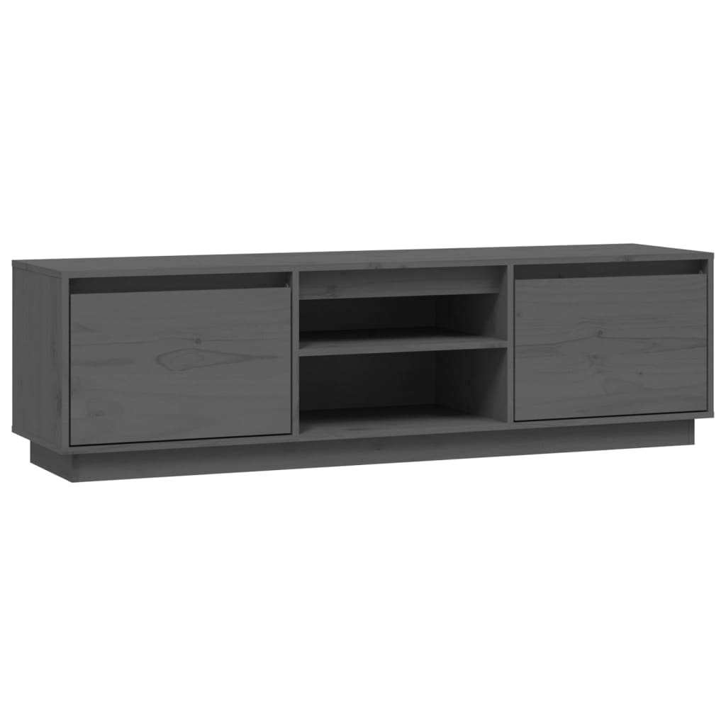 Tv Skříňka Šedá 140 X 35 X 40 Cm Masivní Borové Dřevo