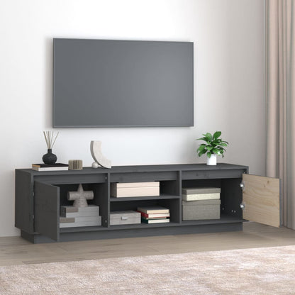 Tv Skříňka Šedá 140 X 35 X 40 Cm Masivní Borové Dřevo