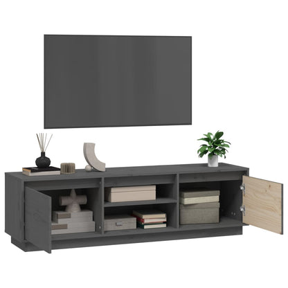 Tv Skříňka Šedá 140 X 35 X 40 Cm Masivní Borové Dřevo