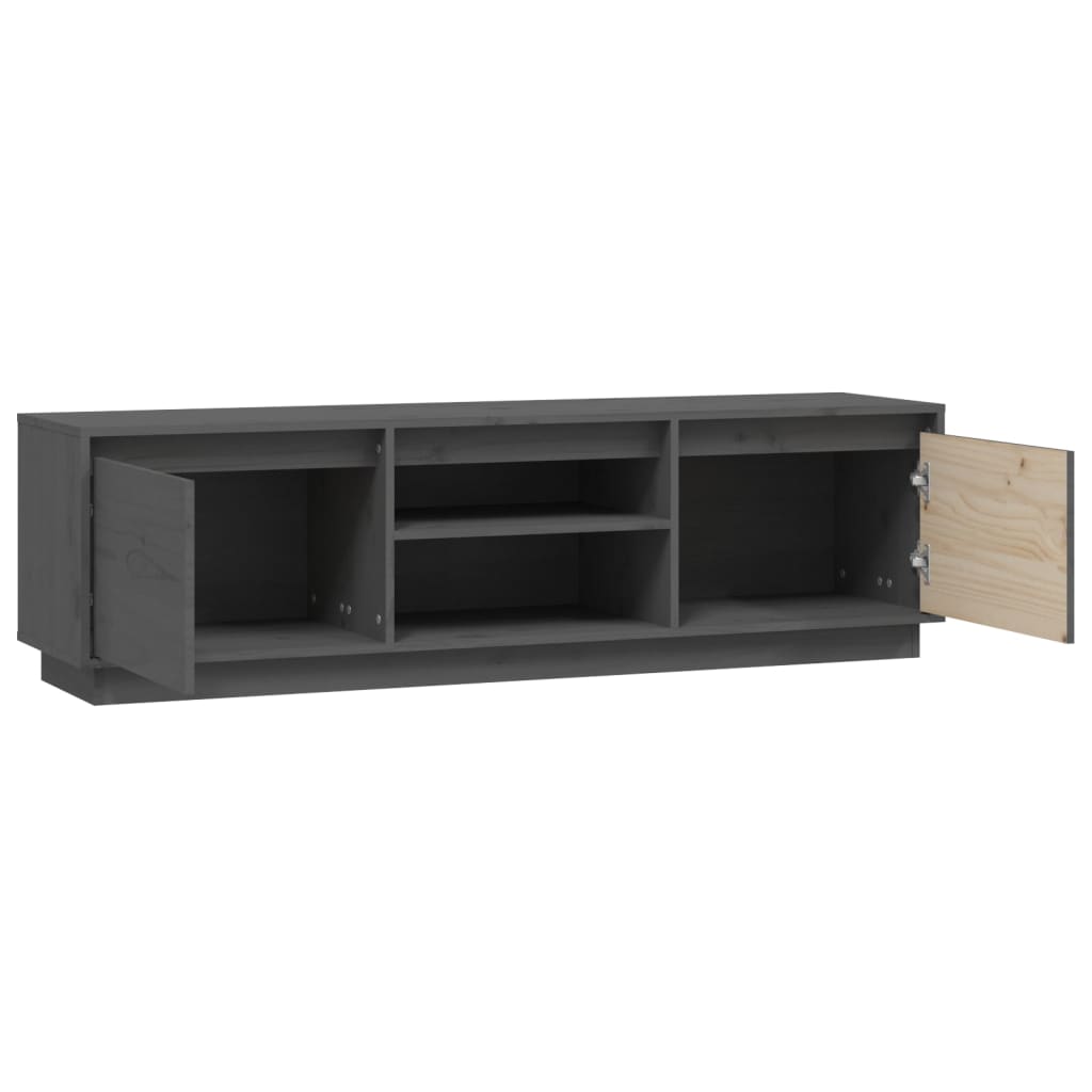 Tv Skříňka Šedá 140 X 35 X 40 Cm Masivní Borové Dřevo