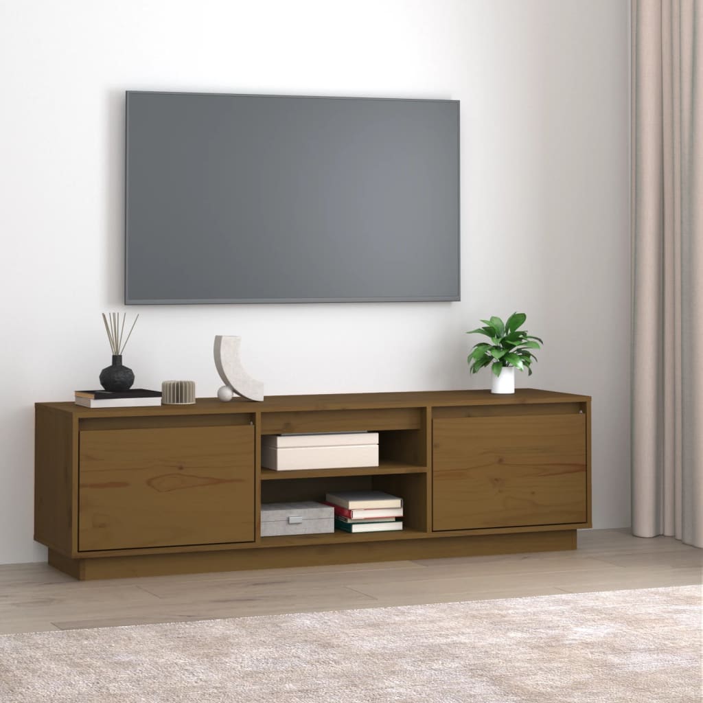 Tv Skříňka Šedá 140 X 35 X 40 Cm Masivní Borové Dřevo