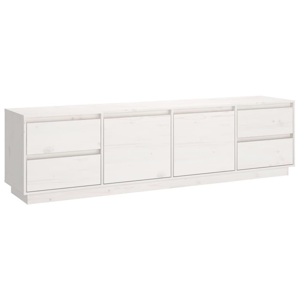 Tv Skříňka Bílá 176X37X47,5 Cm Masivní Borové Dřevo