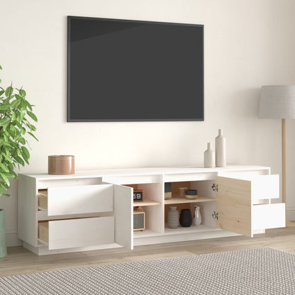 Tv Skříňka Bílá 176X37X47,5 Cm Masivní Borové Dřevo