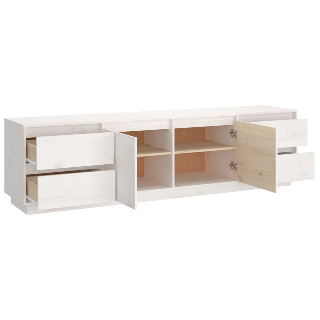 Tv Skříňka Bílá 176X37X47,5 Cm Masivní Borové Dřevo