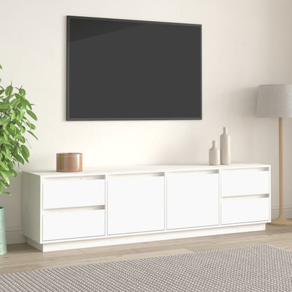 Tv Skříňka Bílá 176X37X47,5 Cm Masivní Borové Dřevo