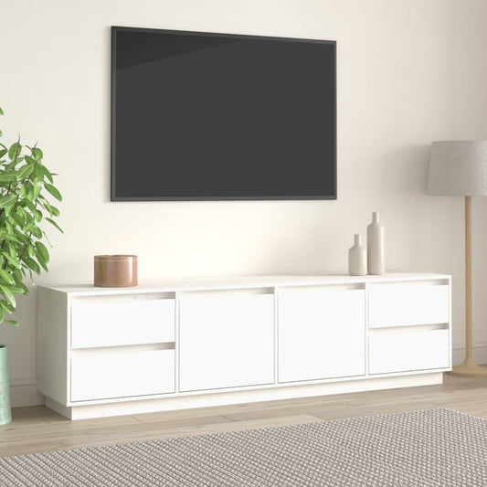 Tv Skříňka Bílá 176X37X47,5 Cm Masivní Borové Dřevo