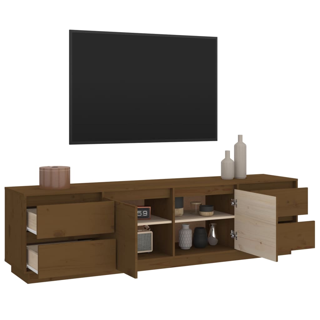 Tv Skříňka Medově Hnědá 176X37X47,5 Cm Masivní Borové Dřevo