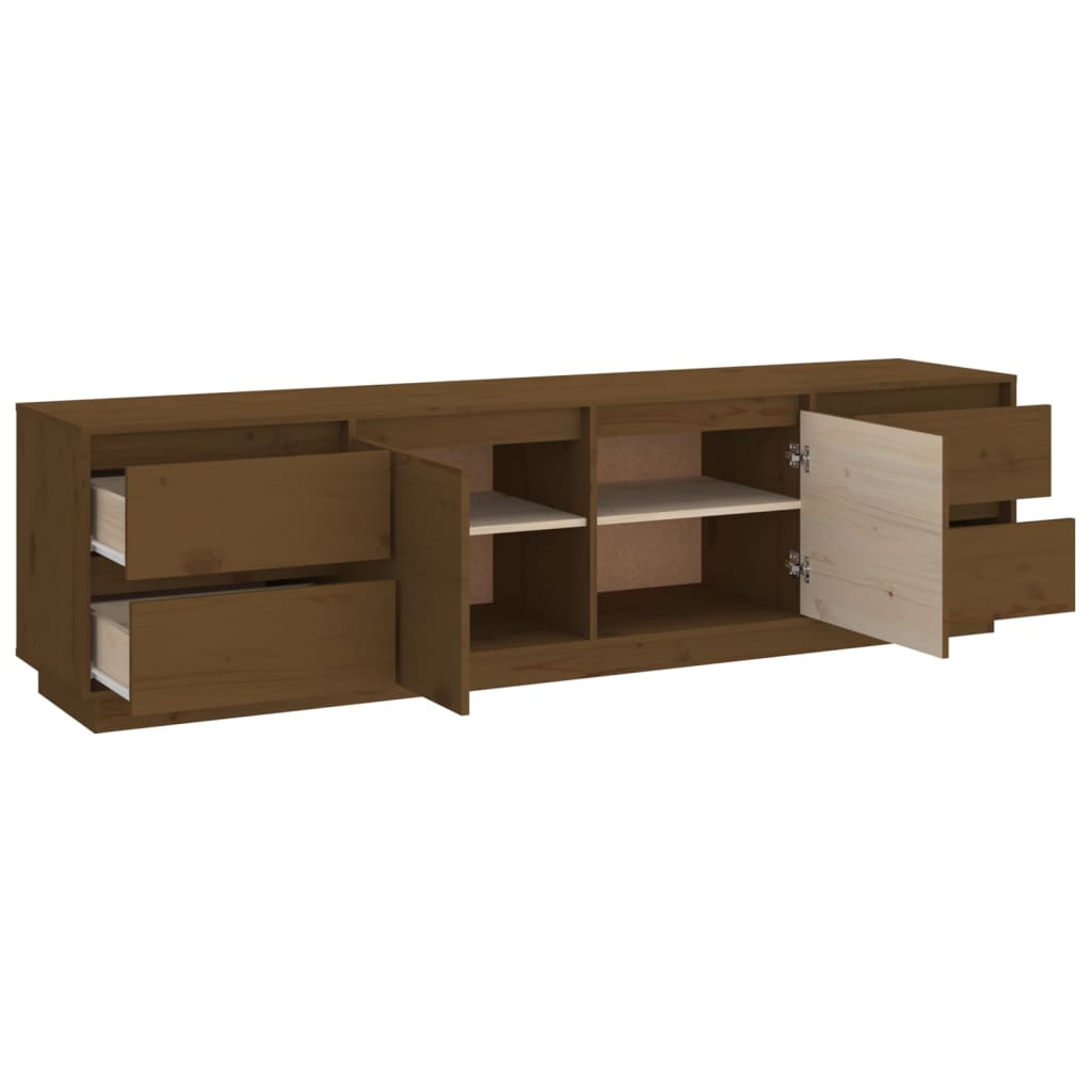 Tv Skříňka Medově Hnědá 176X37X47,5 Cm Masivní Borové Dřevo