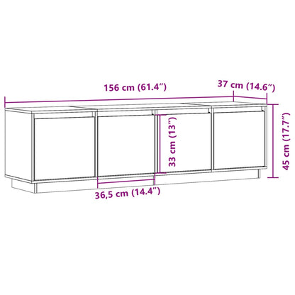 Tv Skříňka Bílá 156 X 37 X 45 Cm Masivní Borové Dřevo