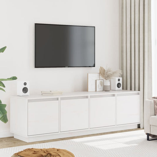 Tv Skříňka Bílá 156 X 37 X 45 Cm Masivní Borové Dřevo
