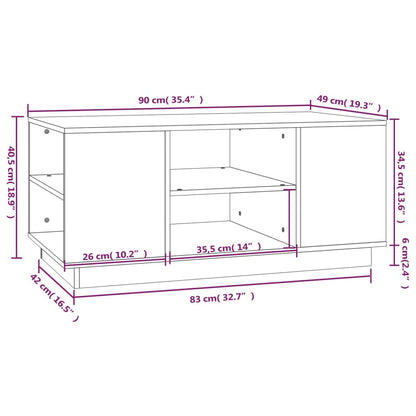 Konferenční Stolek Černý 90X49X40,5 Cm Masivní Borové Dřevo