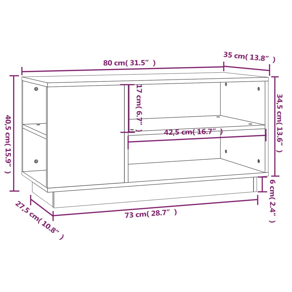 Tv Skříňka 80 X 35 X 40,5 Cm Masivní Borové Dřevo