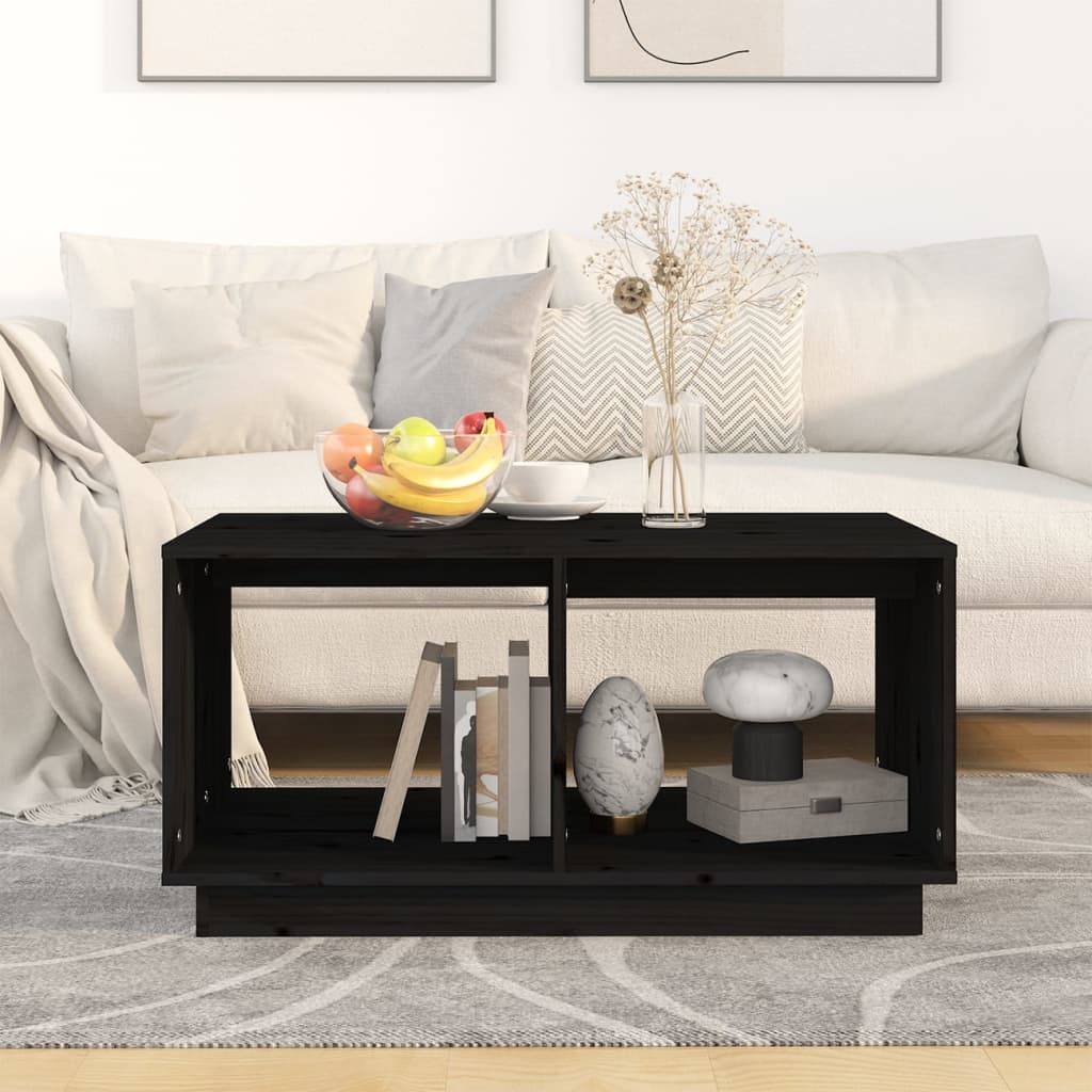 Konferenční Stolek Černý 80 X 50 X 40 Cm Masivní Borové Dřevo